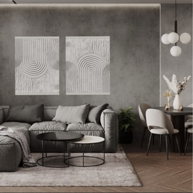 Картина с геометрической абстракцией. Объемная текстурная картина. Купить premium art, интерьерные картины в интернет-магазине MONA