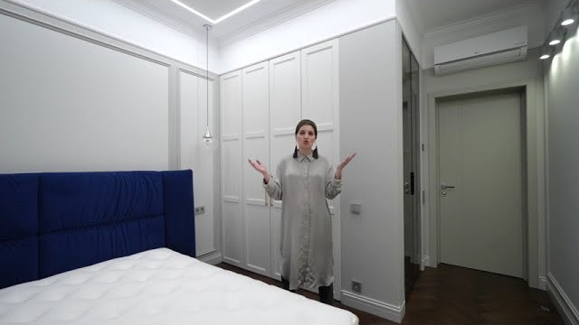 Спальня с гардеробом за фасадами шкафа. Мебель на заказ