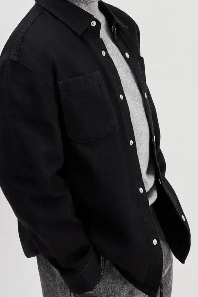 РУБАШКА ЧЕРНАЯ ДЖИНСОВАЯ 116-120. Фотостудия в Люберцах