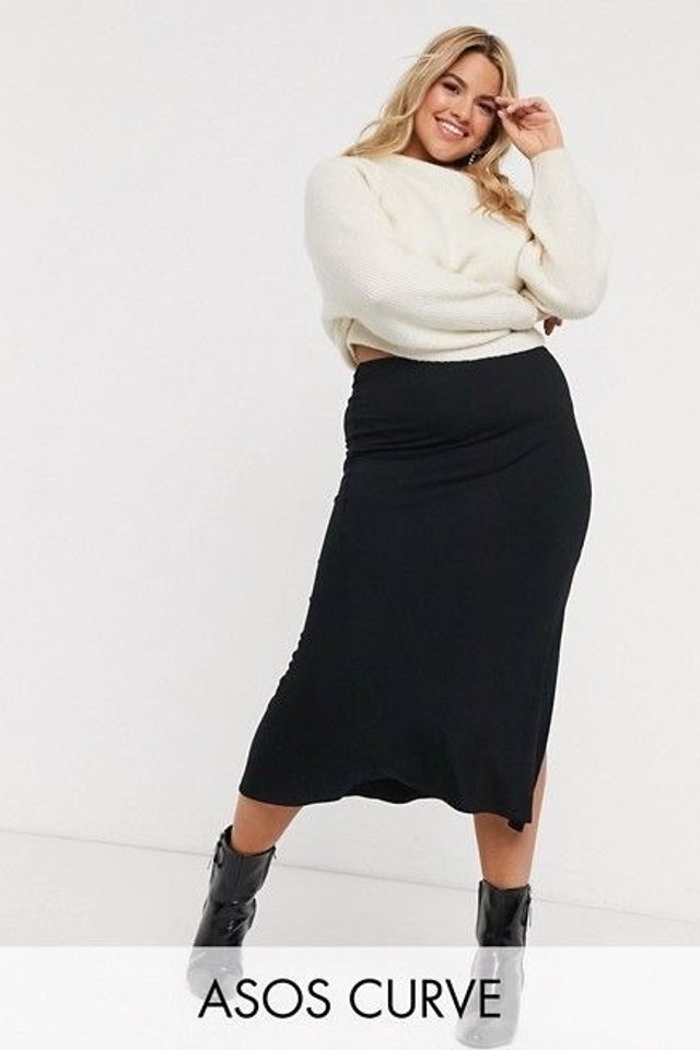 Идея для делового костюма plus-size с юбкой и блузкой