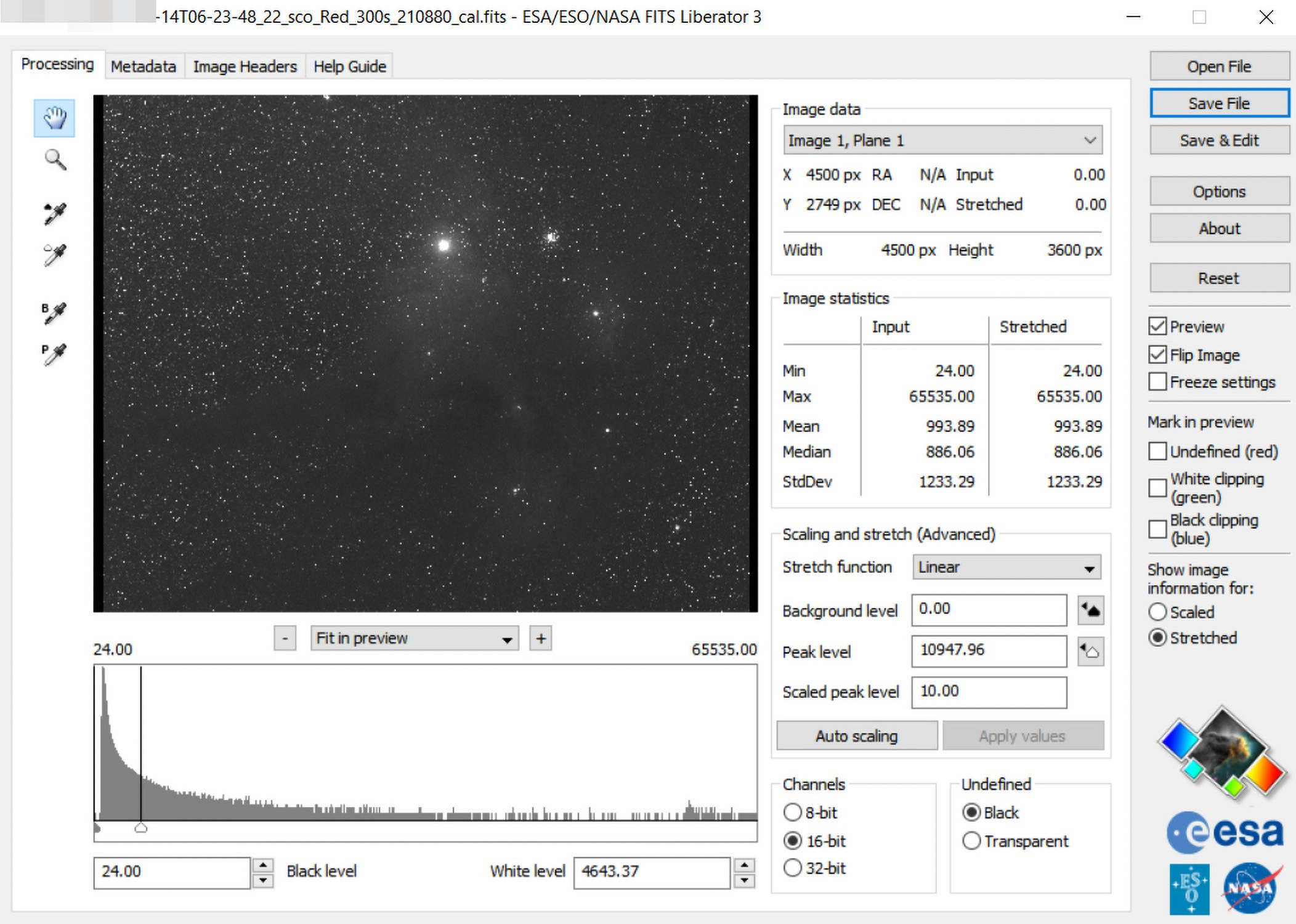 Коррекция исходников астрофото с телескопа в FITS Liberator