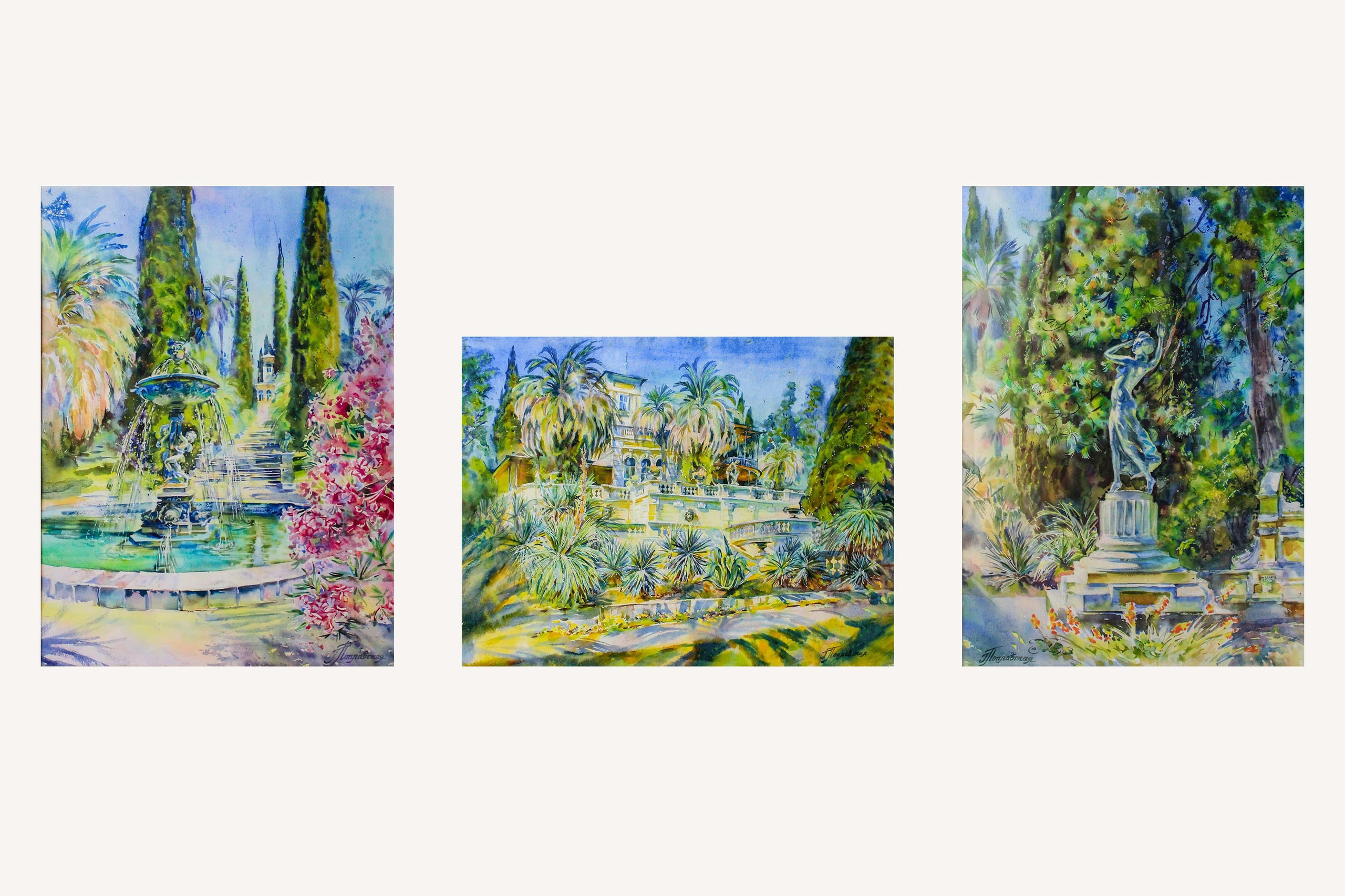 «Сочинский Дендрарий. Фонтан». Свет акварели Галины Поплавской