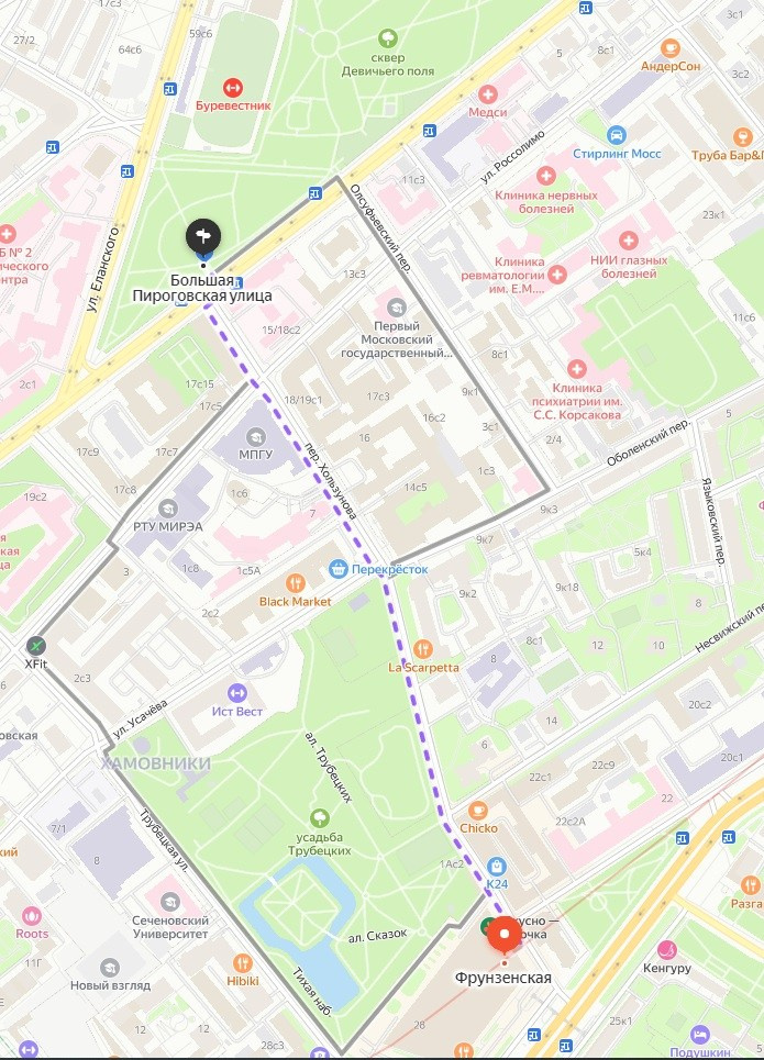 Схема прохода к месту встречи