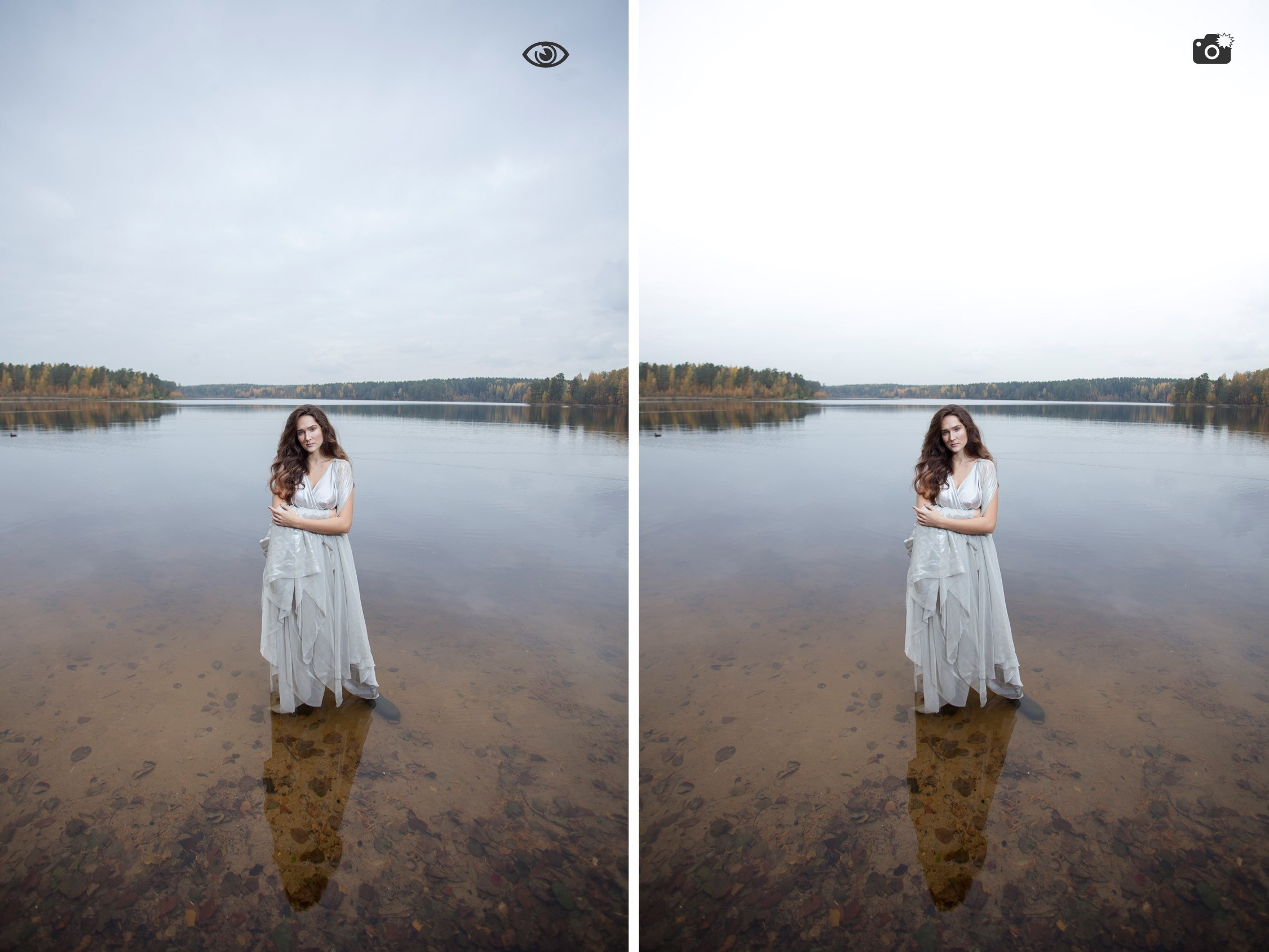 засвеченное и нормальное небо