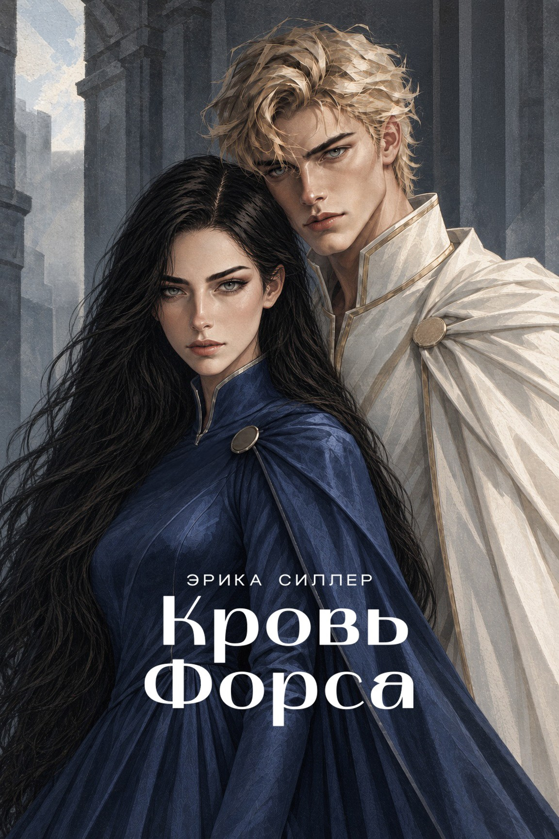 Обложка книги «Кровь Форса», Эрика Силлер. Темная романтика о пленнице и принце. Мираэль Эйборн и Дариан Форс. Любовное фэнтези.