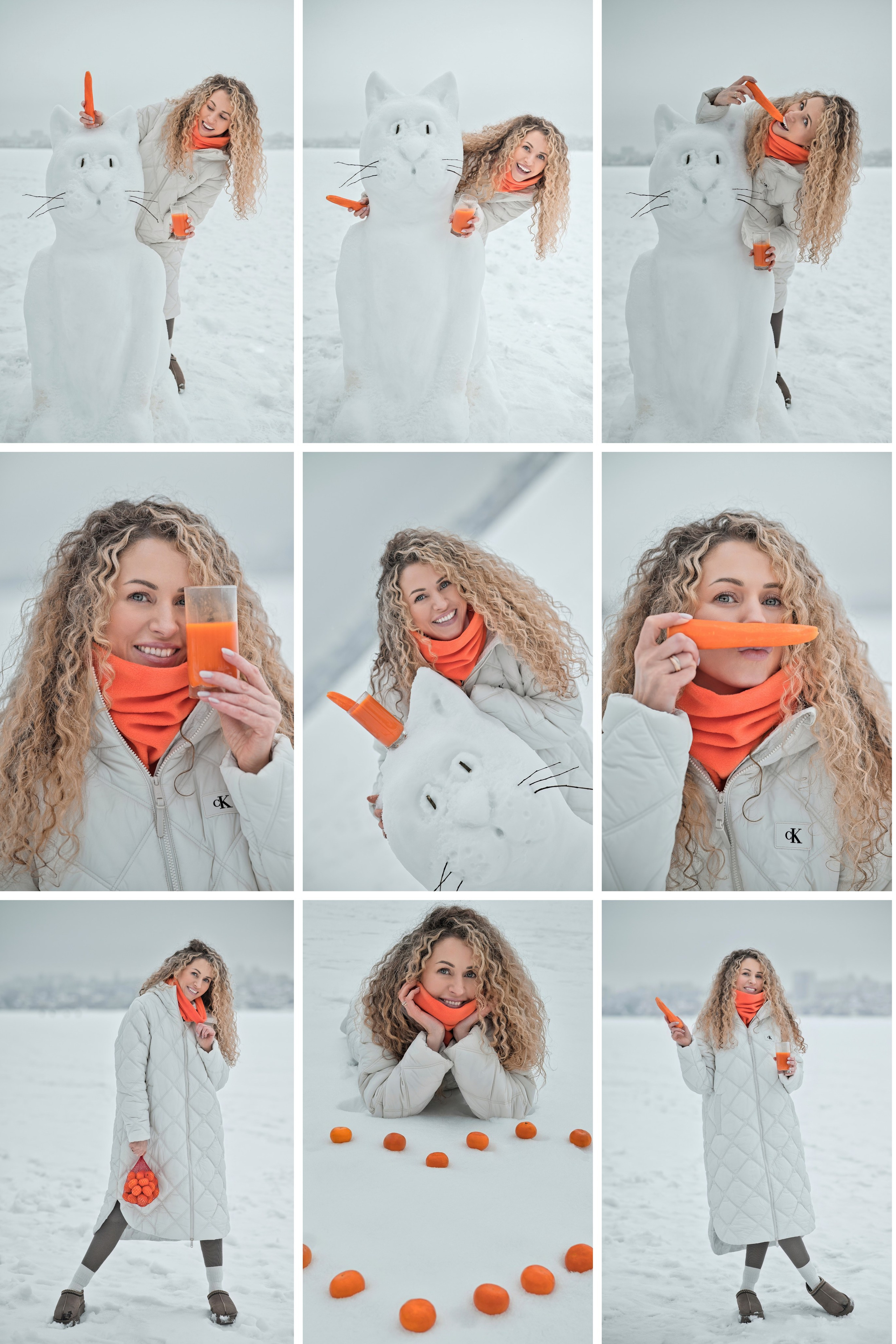 Фотосессия зимняя с морковкой и морковным соком