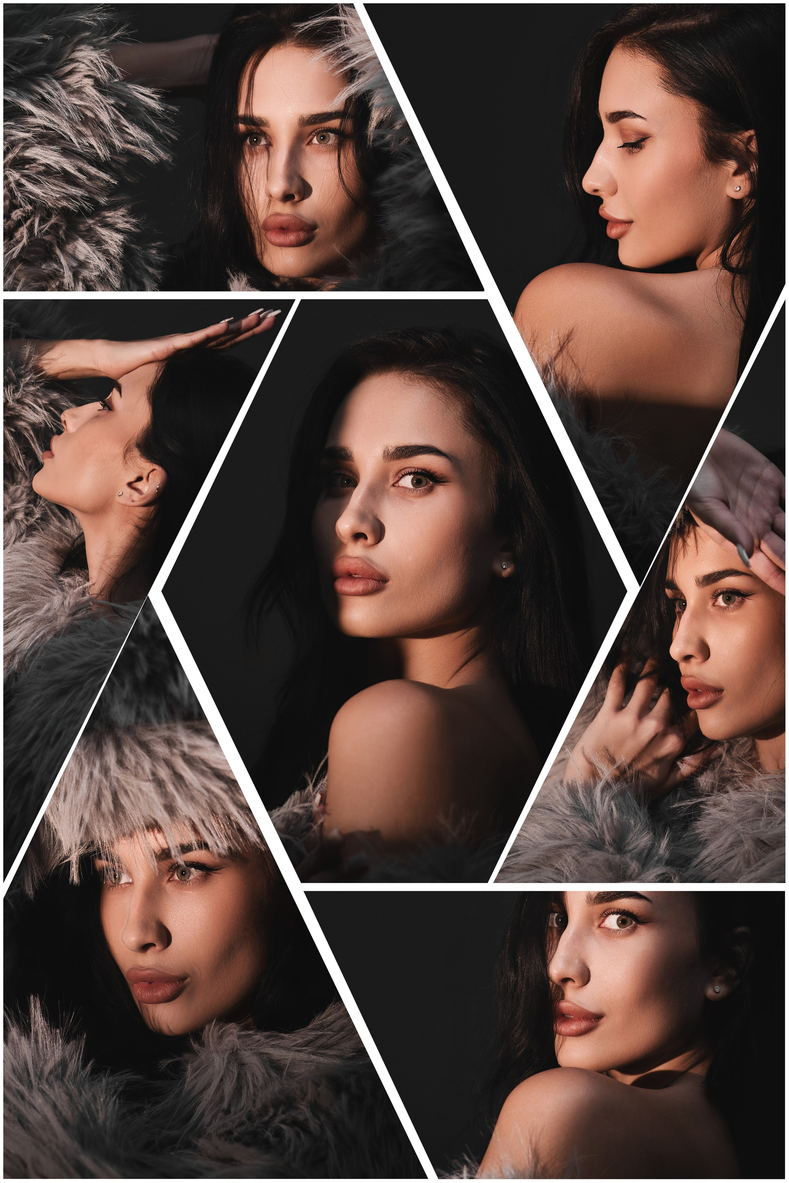 Фотосессия брюнетка в шубе