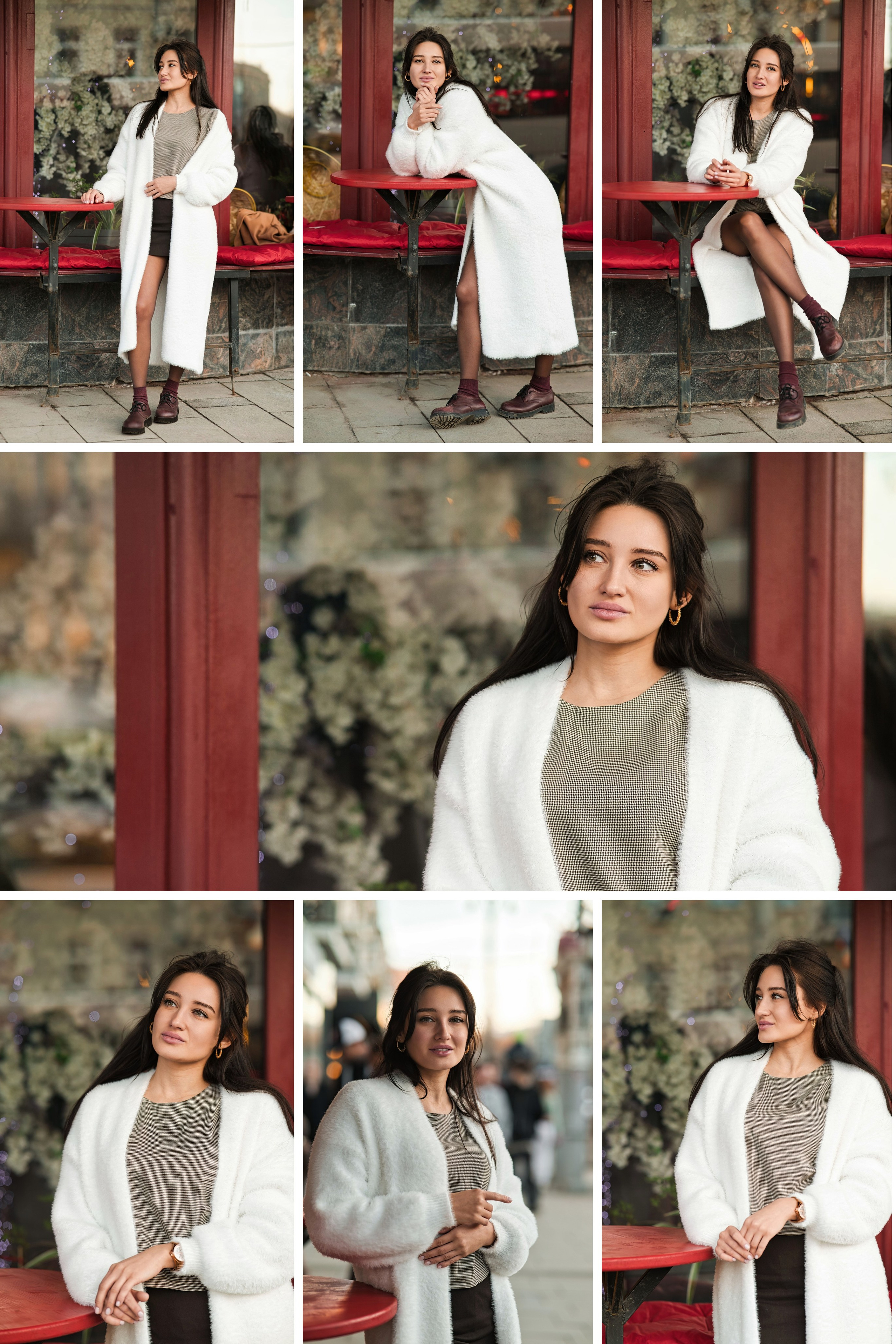 Девушка в белом пальто