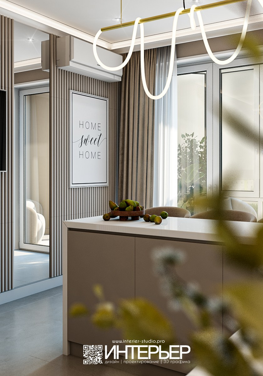 Квартира в г. Краснодар ЖК «Урал». Дизайн интерьера, 3D визуализация и 3D моделирование. Создание проектов и чертежей. КМВ: Кисловодск, Пятигорск, Ессентуки и удаленно