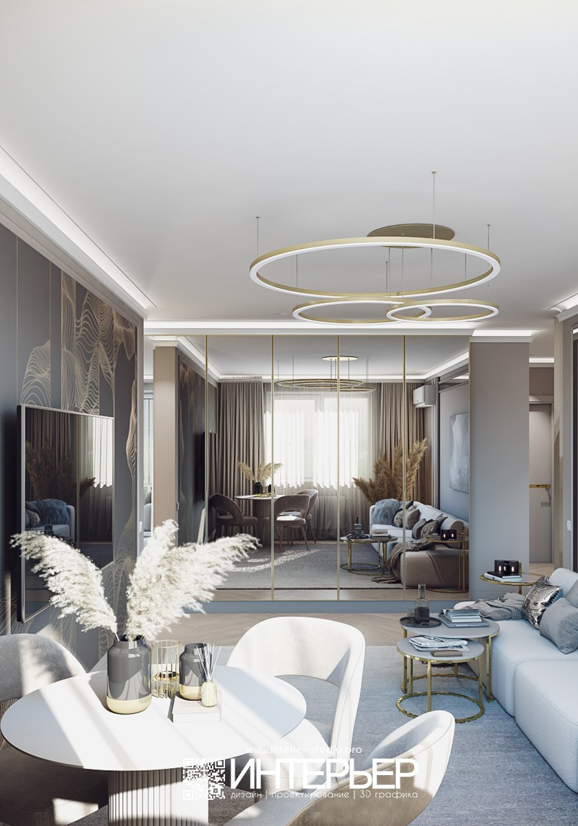Квартира в г. Краснодар ЖК «Урал». Дизайн интерьера, 3D визуализация и 3D моделирование. Создание проектов и чертежей. КМВ: Кисловодск, Пятигорск, Ессентуки и удаленно