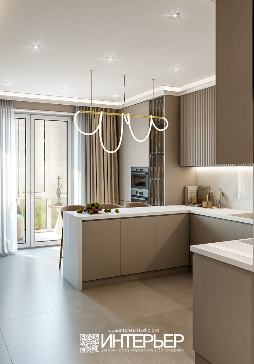 Квартира в г. Краснодар ЖК «Урал». Дизайн интерьера, 3D визуализация и 3D моделирование. Создание проектов и чертежей. КМВ: Кисловодск, Пятигорск, Ессентуки и удаленно