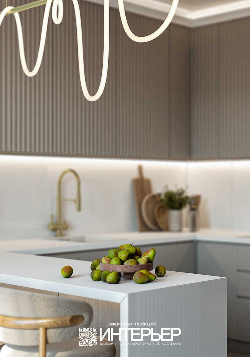 Квартира в г. Краснодар ЖК «Урал». Дизайн интерьера, 3D визуализация и 3D моделирование. Создание проектов и чертежей. КМВ: Кисловодск, Пятигорск, Ессентуки и удаленно