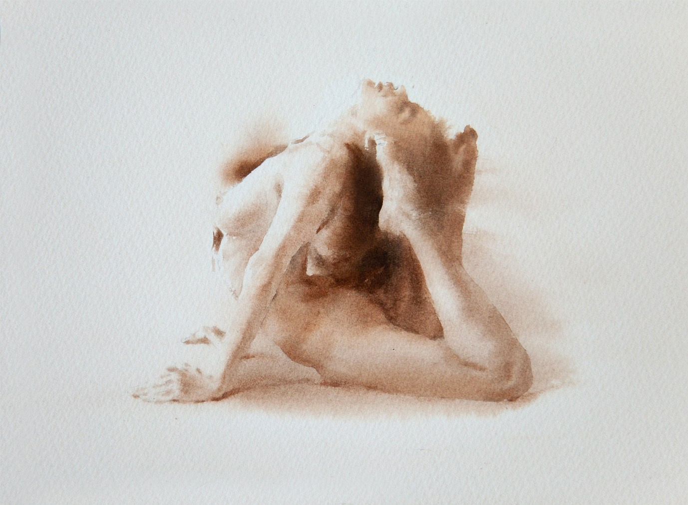 Акварельные работы в монохроме, эротика в акварели