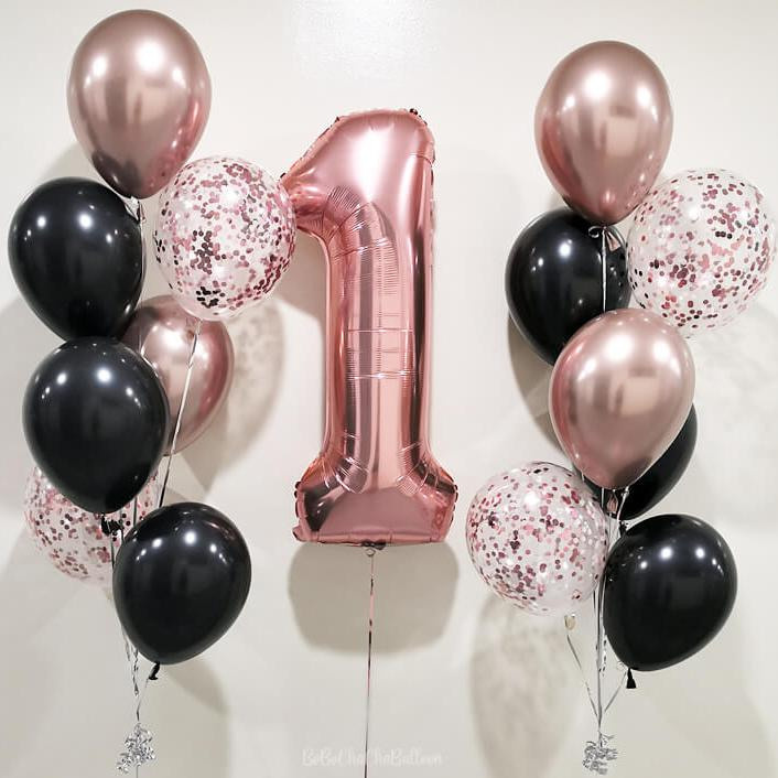 Шары с цифрами розовое золото. Студия праздничного декора