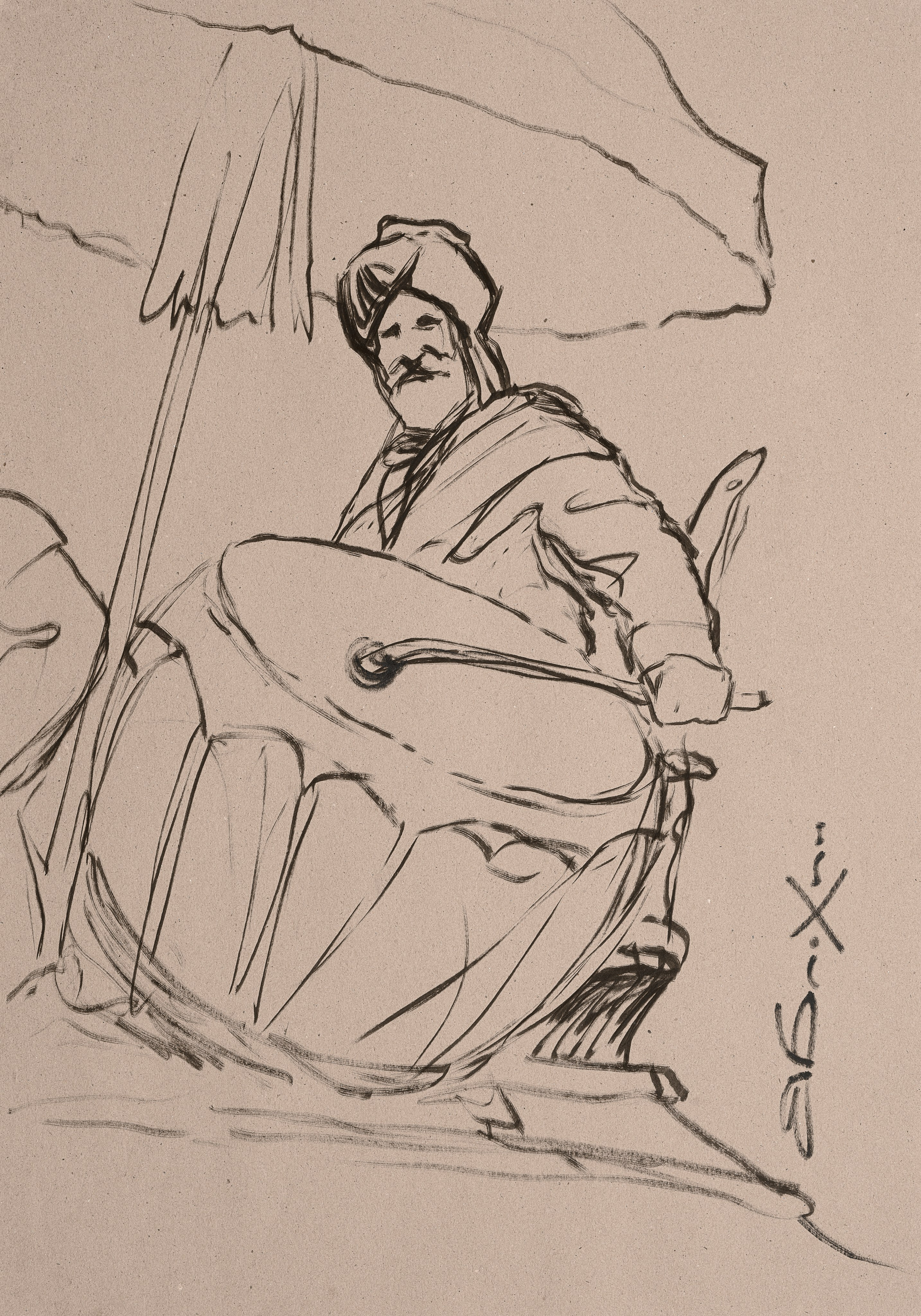 Эскиз к картине «Шествие индийских воинов» фрагмент 2 «Барабанщик» - Валерий Блохин