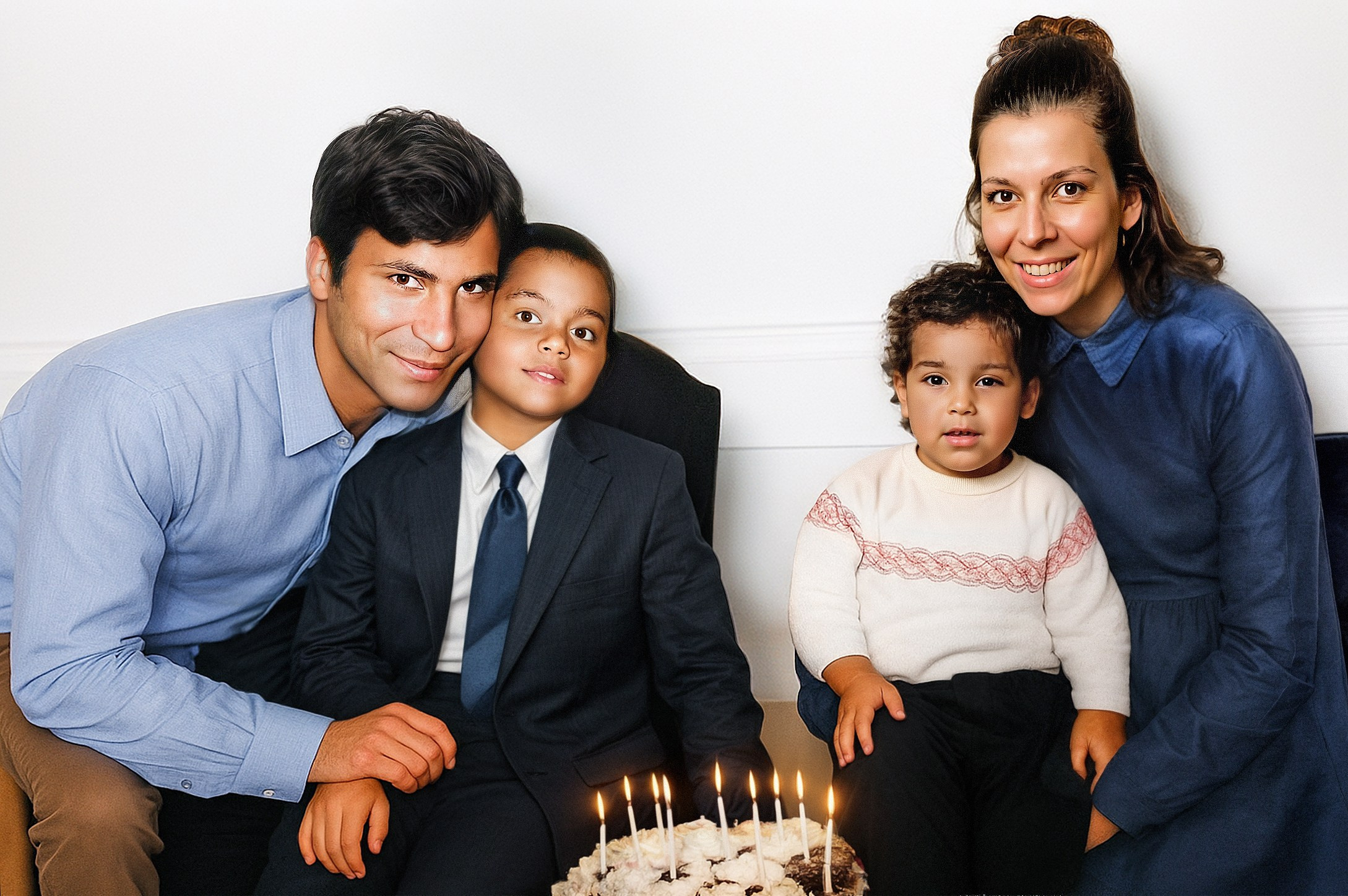 Restored family photograph after professional retouching and AI enhancement – sharp, clean, print-ready result