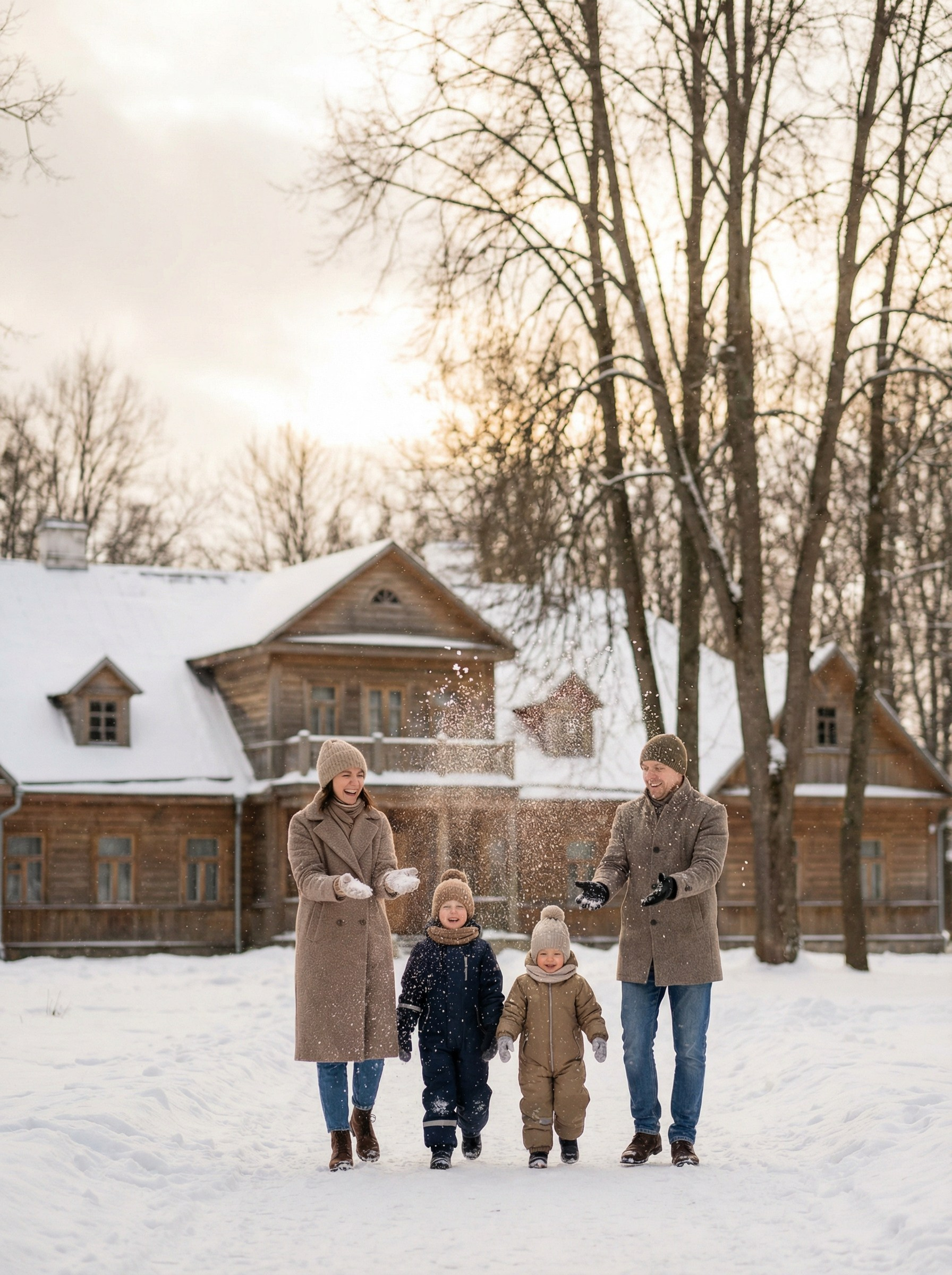 Детская фотосессия в снежном парке в Парке Лошица, Минск