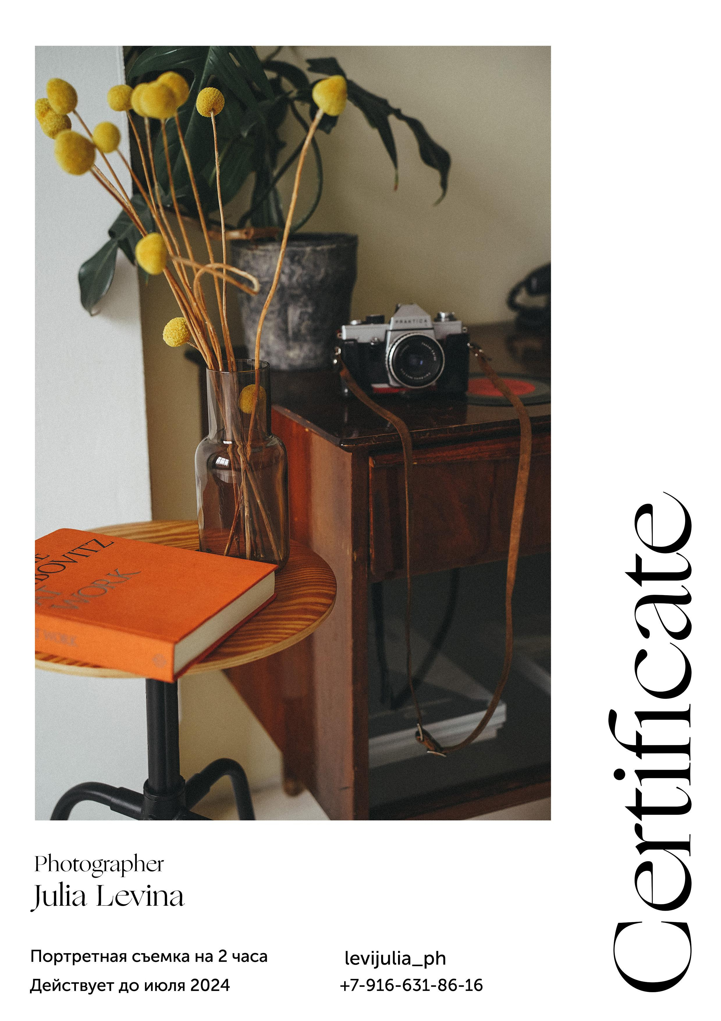 Подарочные сертификаты. Портретный фотограф в Москве Юлия Леви