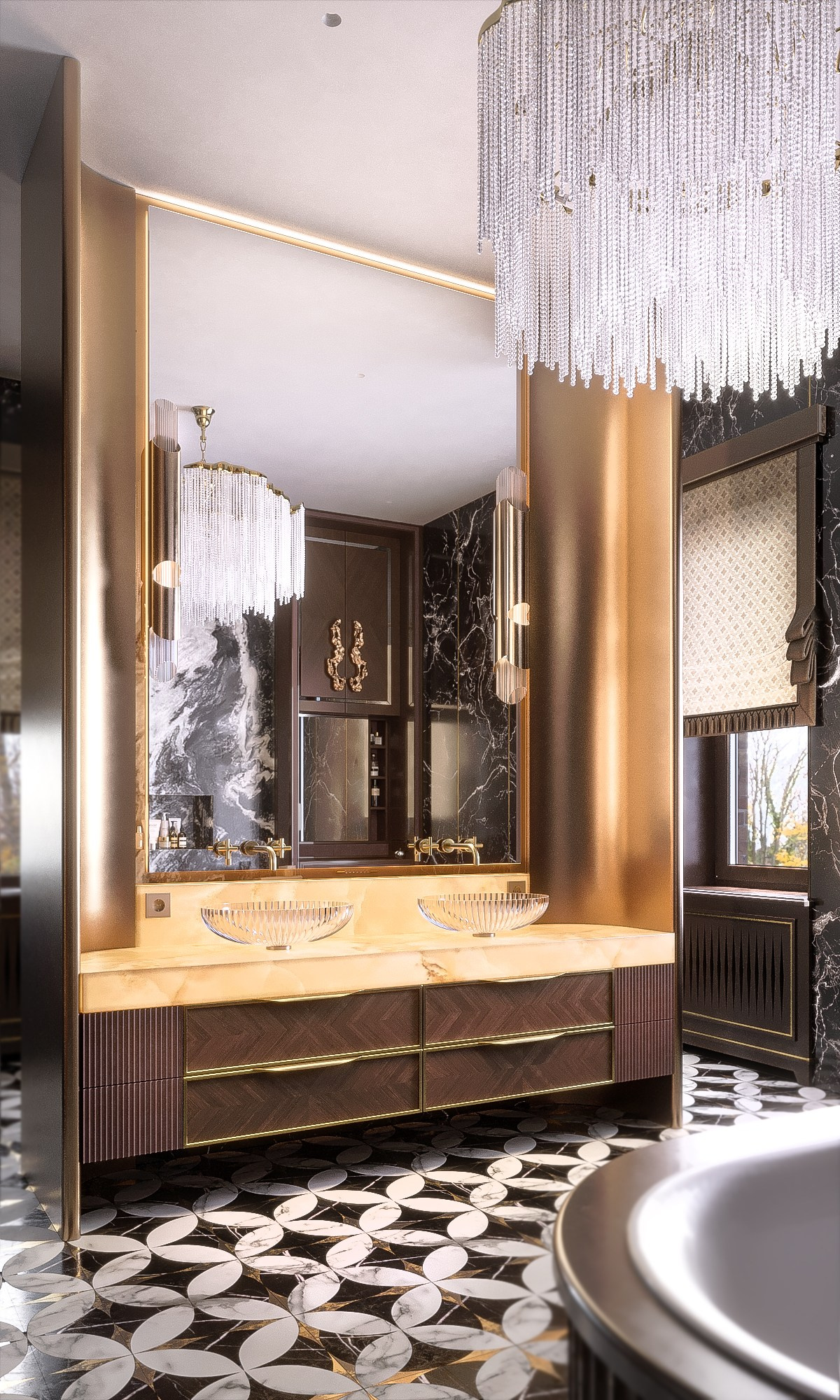 3D visualization of the master bathroom for TADstudio. 3D visualization for architects and designers