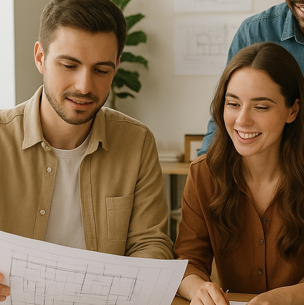 Планерка в дизайнерском агентстве с участием нескольких человек