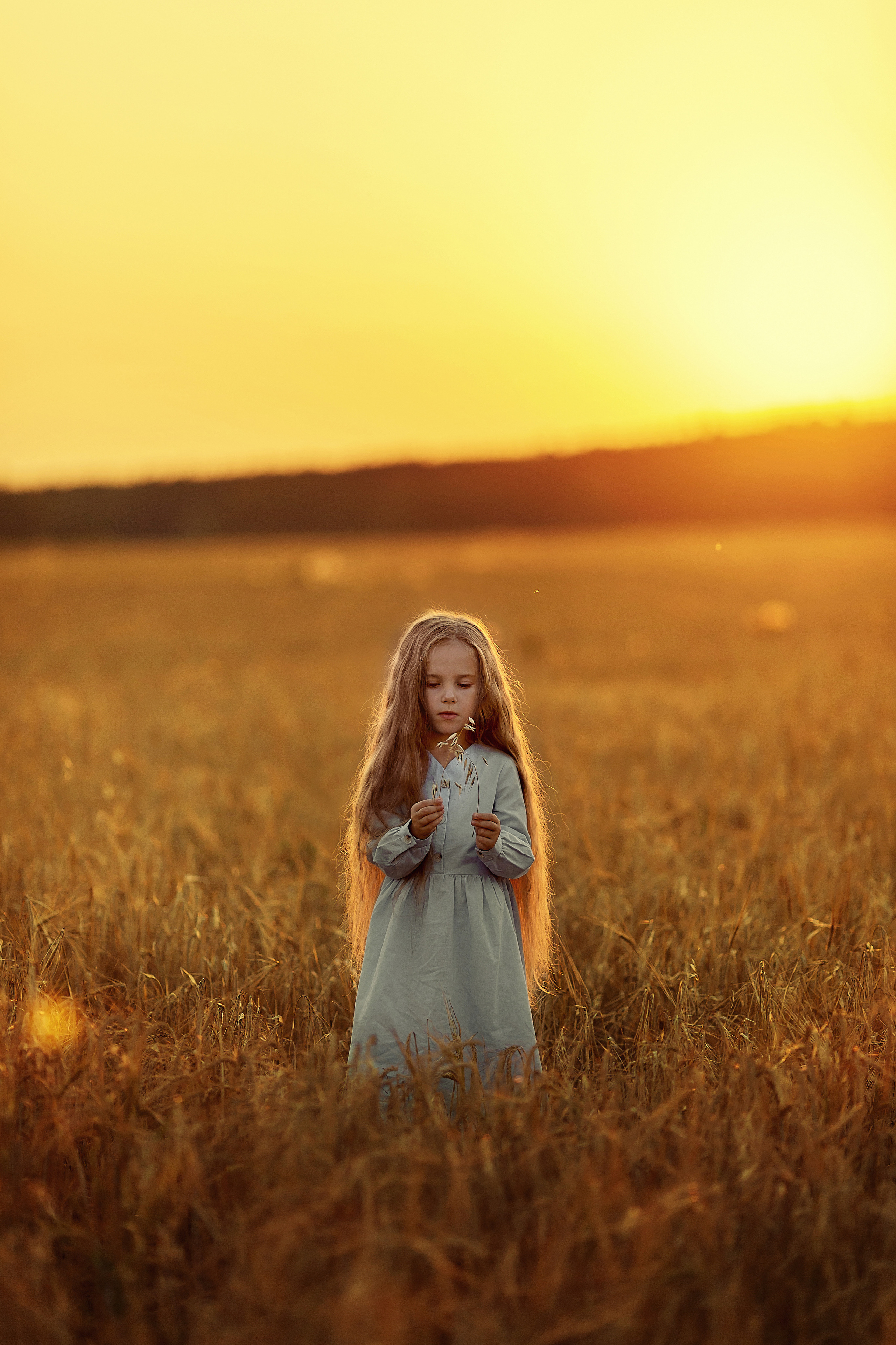 На закате. Фотосессия в пшенице. Детский и семейный фотограф в Екатеринбурге