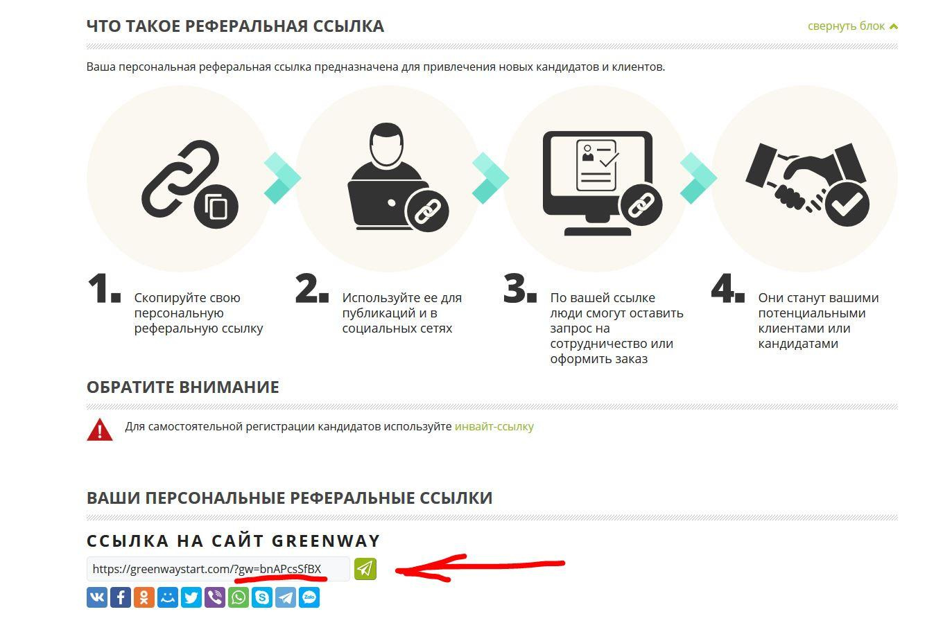 Страница реферальных ссылок