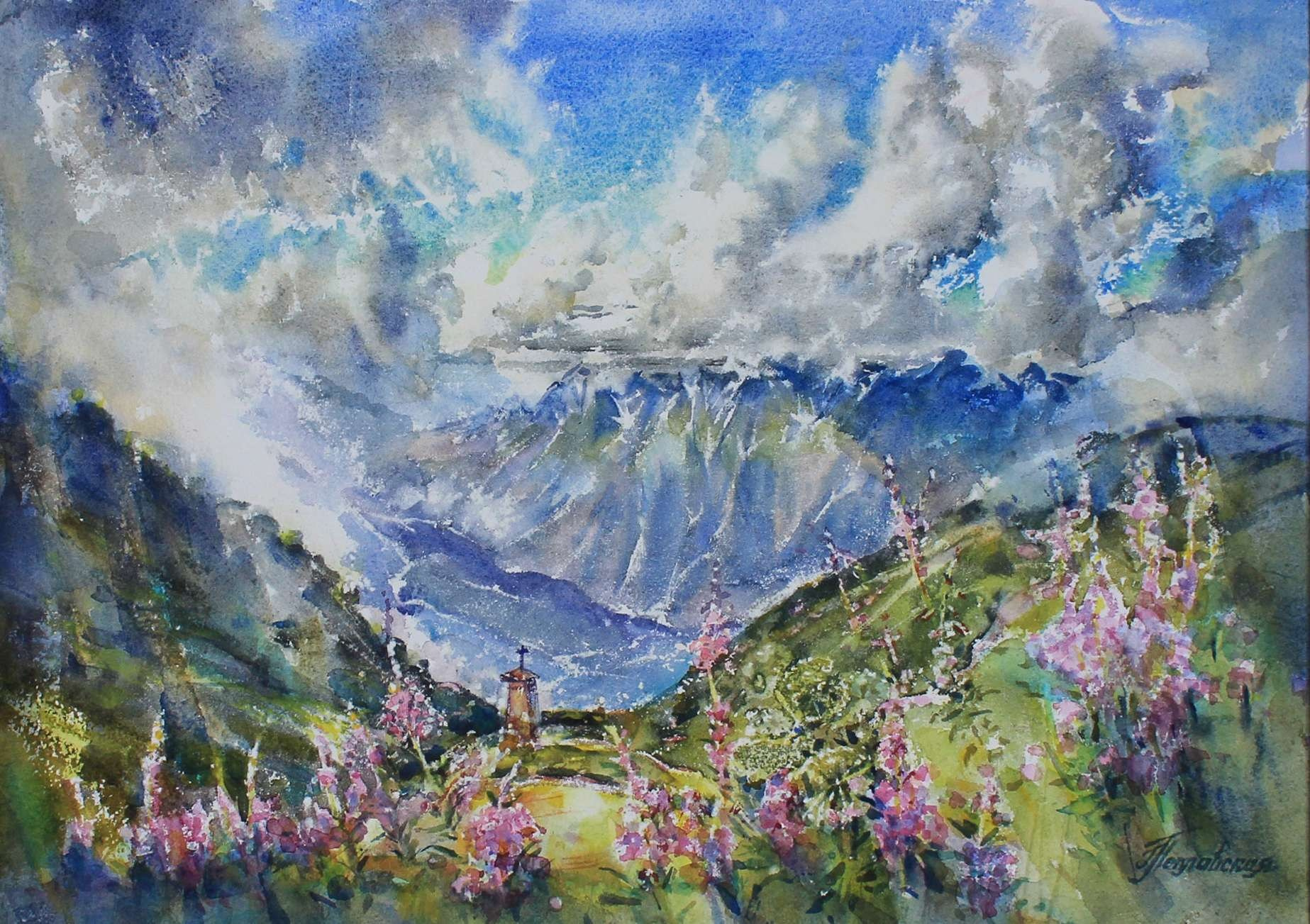Вид с горы Аибги. Свет акварели Галины Поплавской