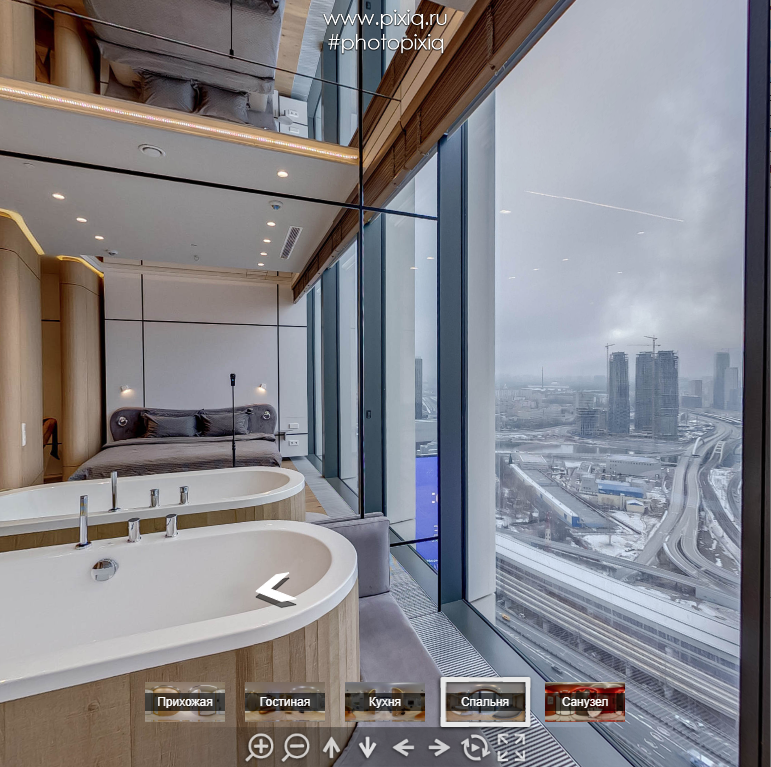 Виртуальный тур по апартаментам в Newa Tower. Съёмка панорам на камеру на камеру Insta360 ONE RS 1-Inch — Панорамный фотограф Кузнецов Сергей