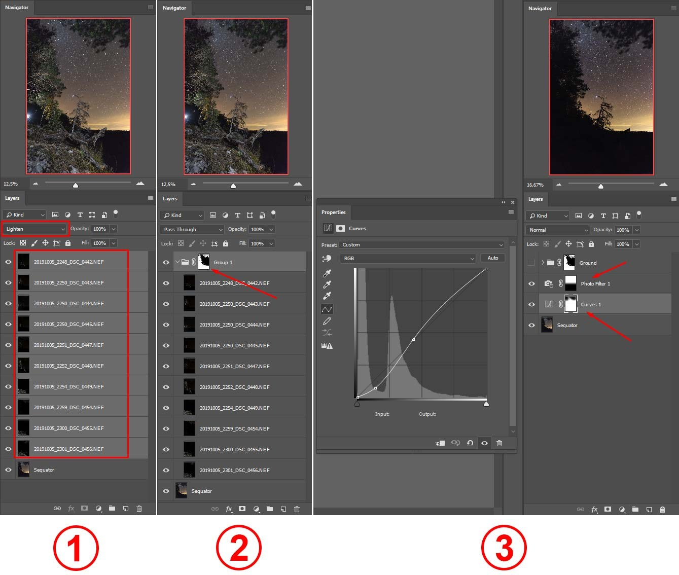 Обработка ночных кадров в Photoshop.