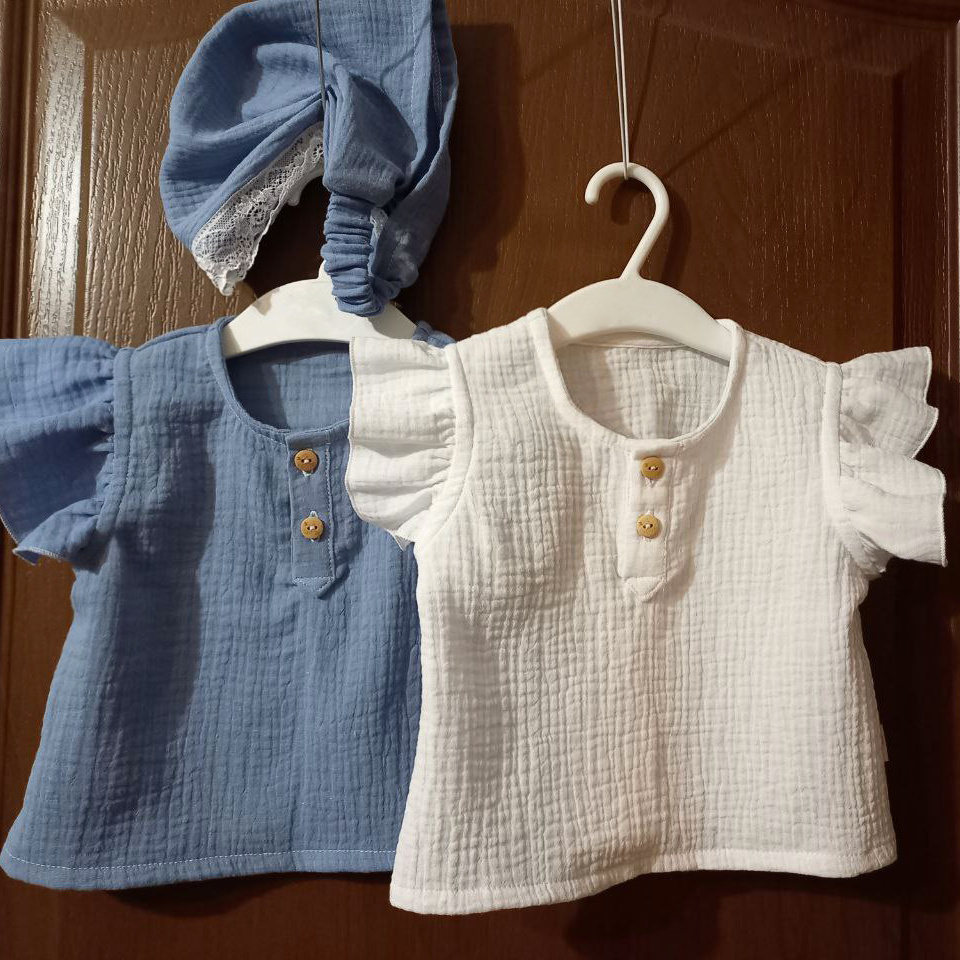 025 Блузка с рукавами-крылышками. Эко-одежда для детей