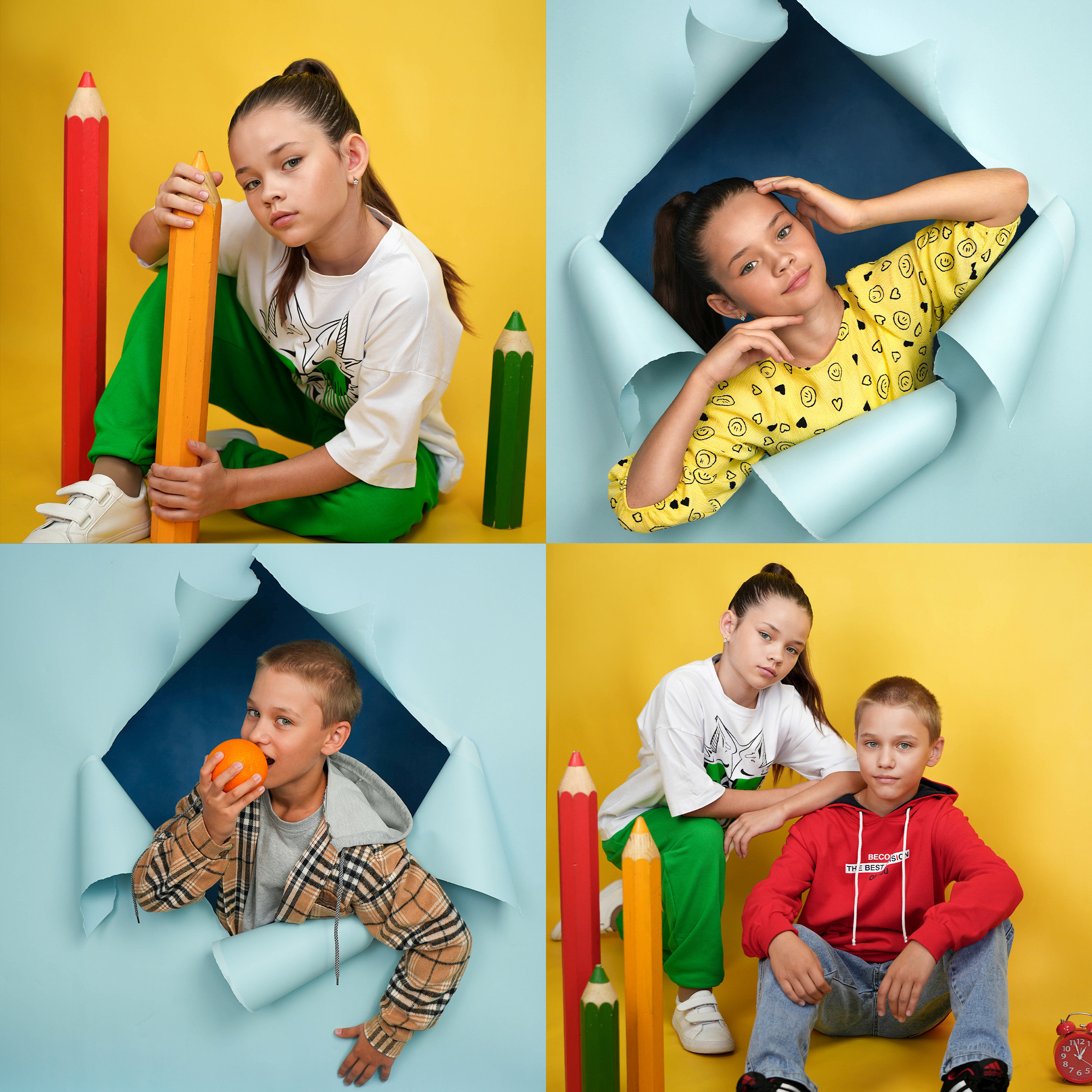 Варианты портретов. Школьная фотография Поповы