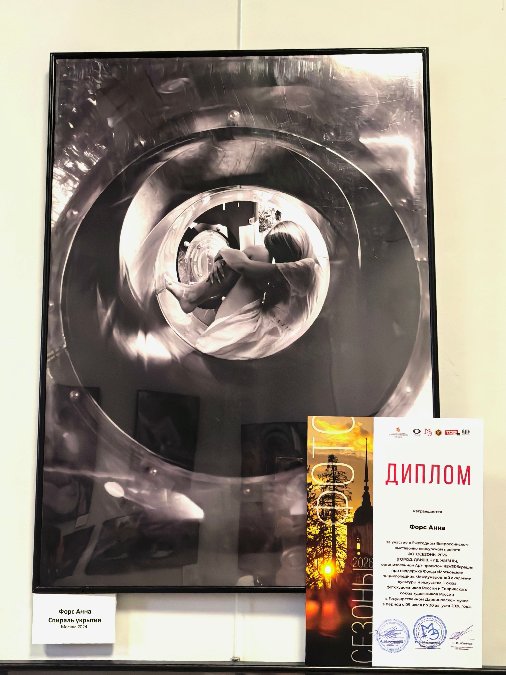Artwork by Anna Fors showcased during art exhibitions at GUM, Red Square, Moscow.