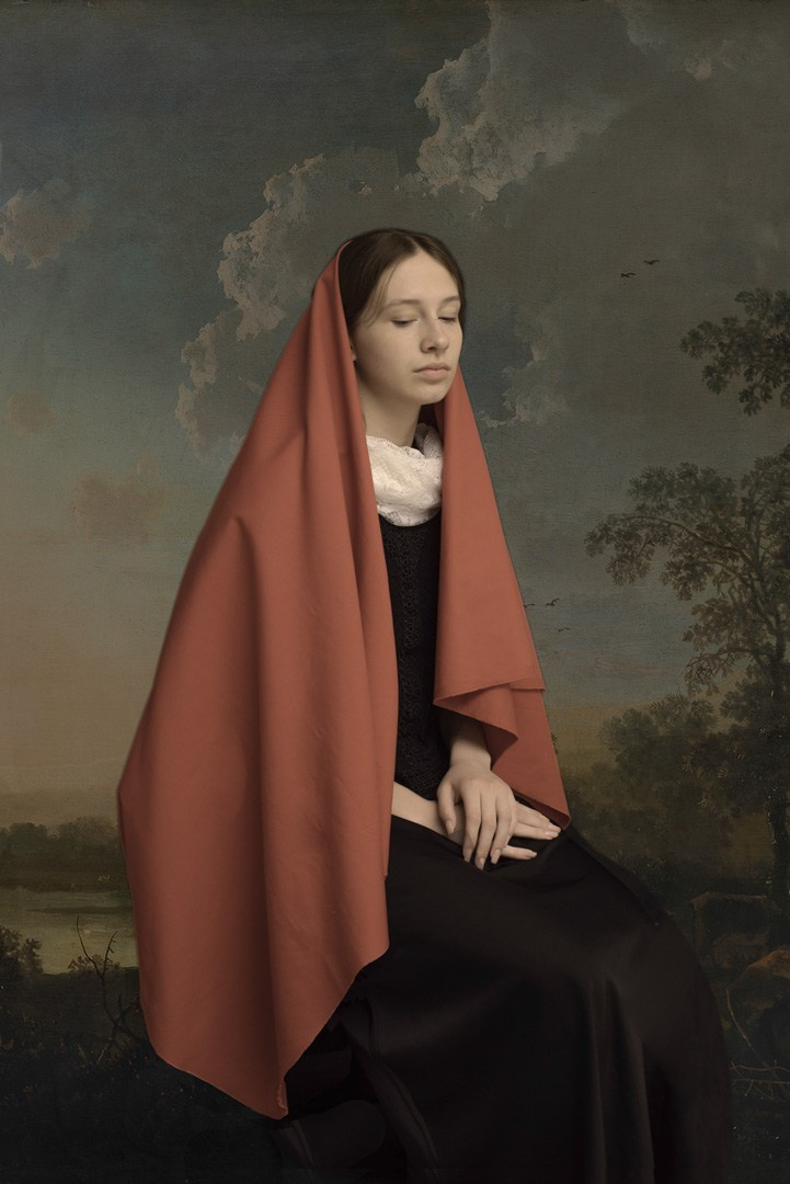 Студийная фотография девушки, стилизована под картину. Файн Арт съемка Fineart