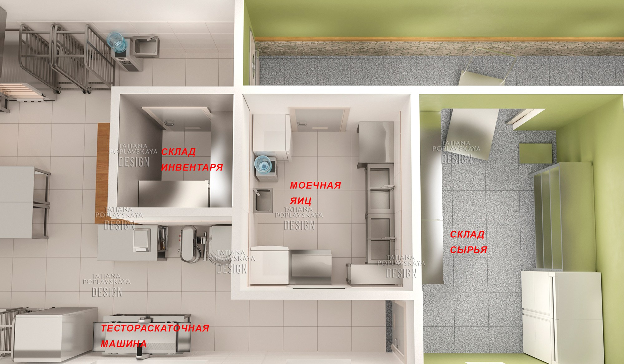 Дизайн-проект кондитерского цеха в Сочи. Интерьерный дизайнер в Сочи Поплавская Татьяна. Проектирование интерьеров и организация процесса ремонта