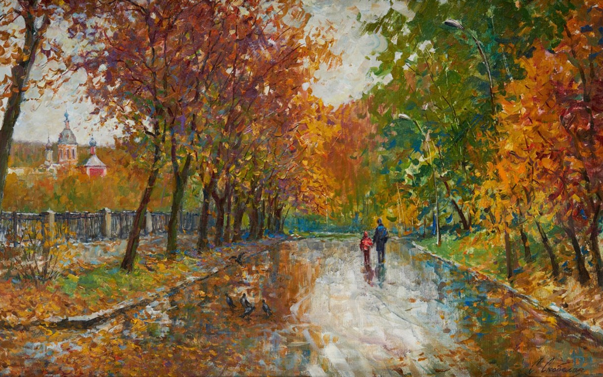 Картина маслом старая Москва, холст масло, городской пейзаж художник Станислав СкобелевКартина маслом старая Москва, холст масло, городской пейзаж художник Станислав Скобелев