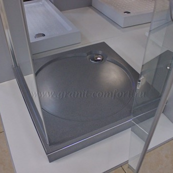 Каменный душевой поддон, квадратной формы с фронтальной панелью на ножках