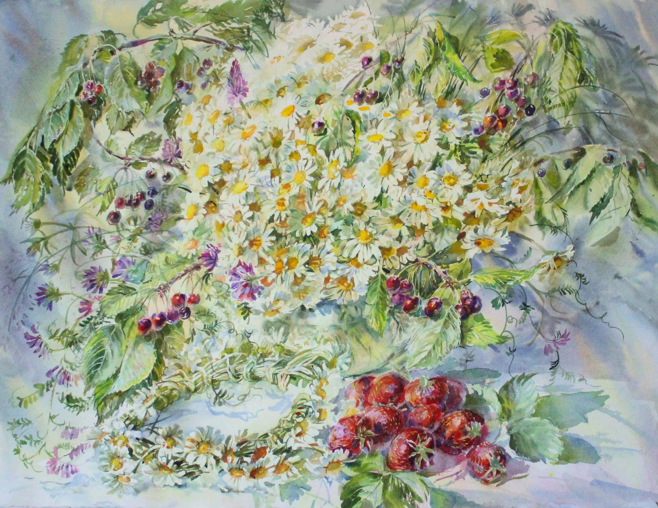 Натюрморт из детства. Свет акварели Галины Поплавской