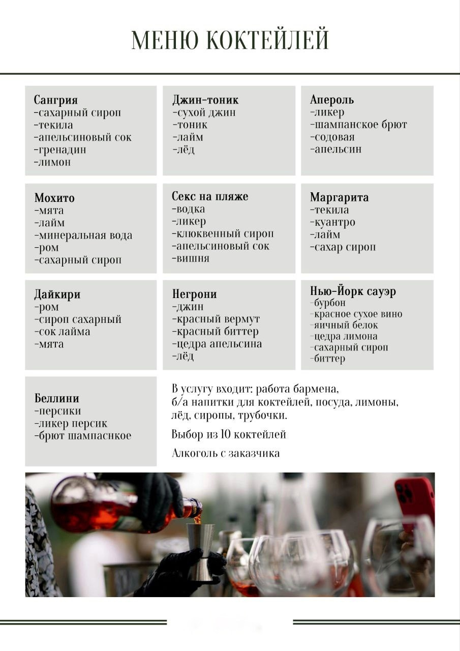 Коктейль-бар. Кейтеринг Royal Catering | По Москве и Московской области организуем р