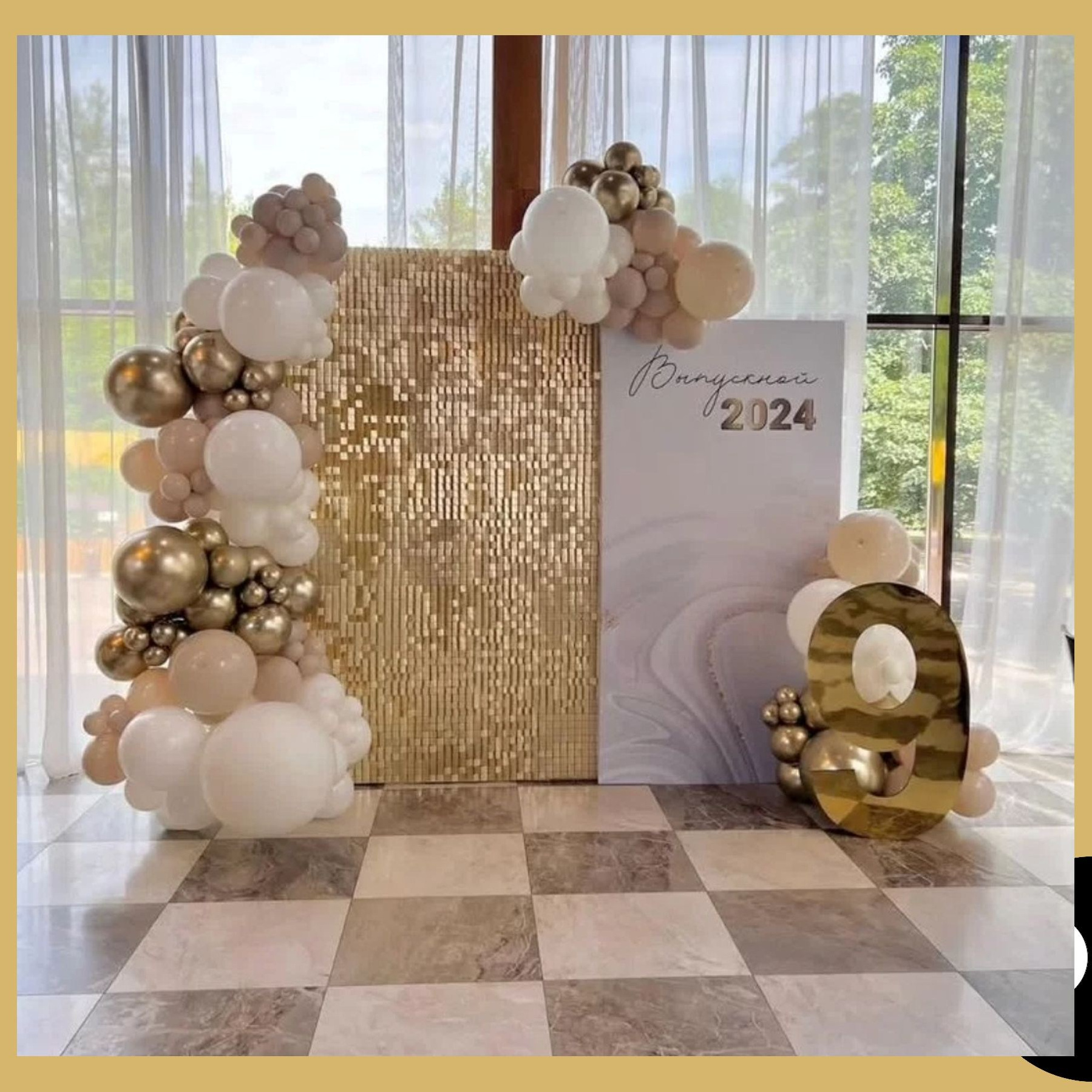 Фотозона пайетки выпускной. Студия праздничного декора