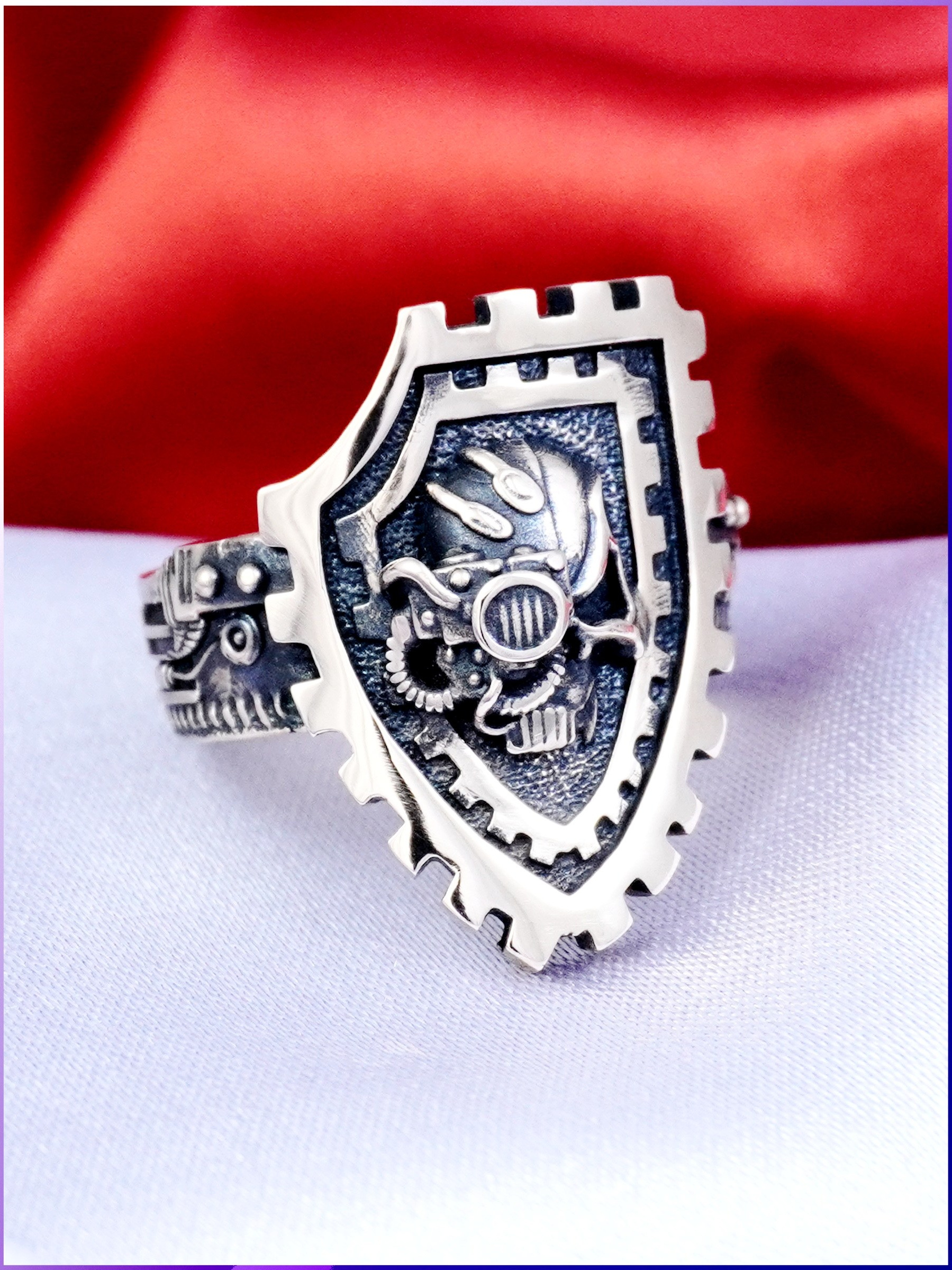 Деталировка кольца Adeptus Mechanicus из бронзы с патиной - Ручная работа