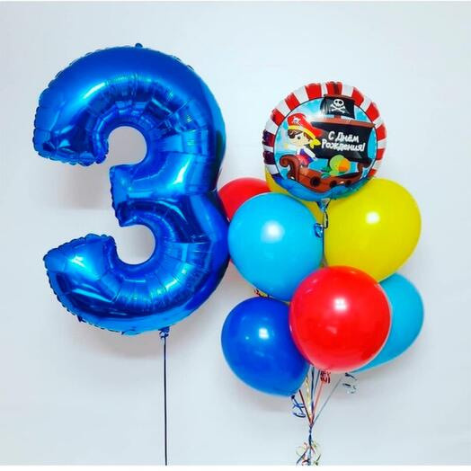 Шары с синими цифрами. Студия праздничного декора