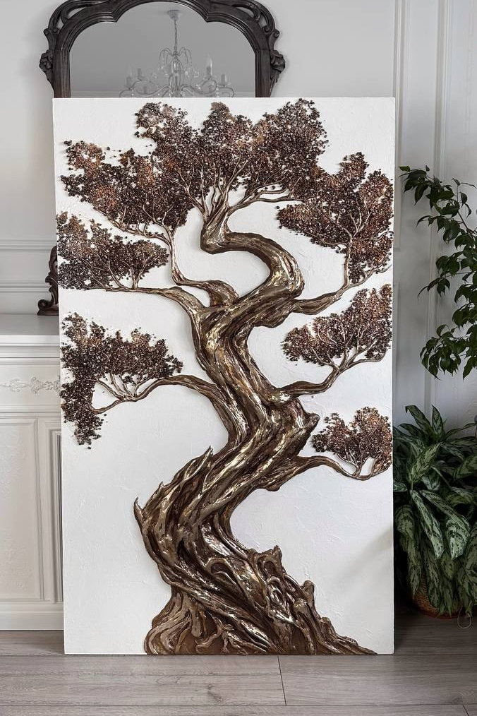 СОСНА БОНСАЙ 36.000 RUB. MONA-ART. Студия авторского декора на заказ: зеркала-скалы по вашим размерам, столики, 3D панно, интерьерные картины, торшеры, светильники,