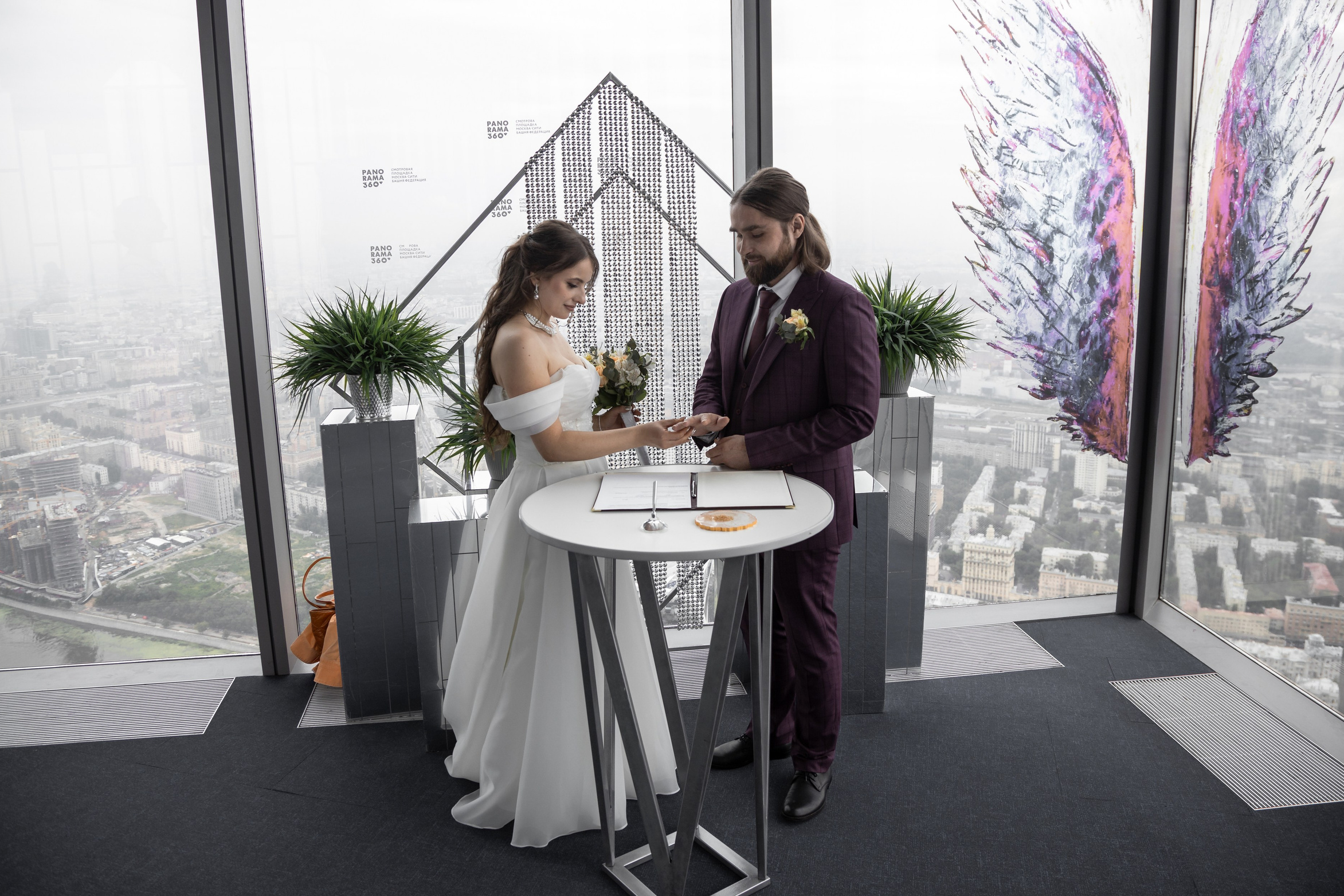 регистрация брака в Москва-Сити, Башня Федерация "Панорама 360", свадебная фотосессия свадьбы
