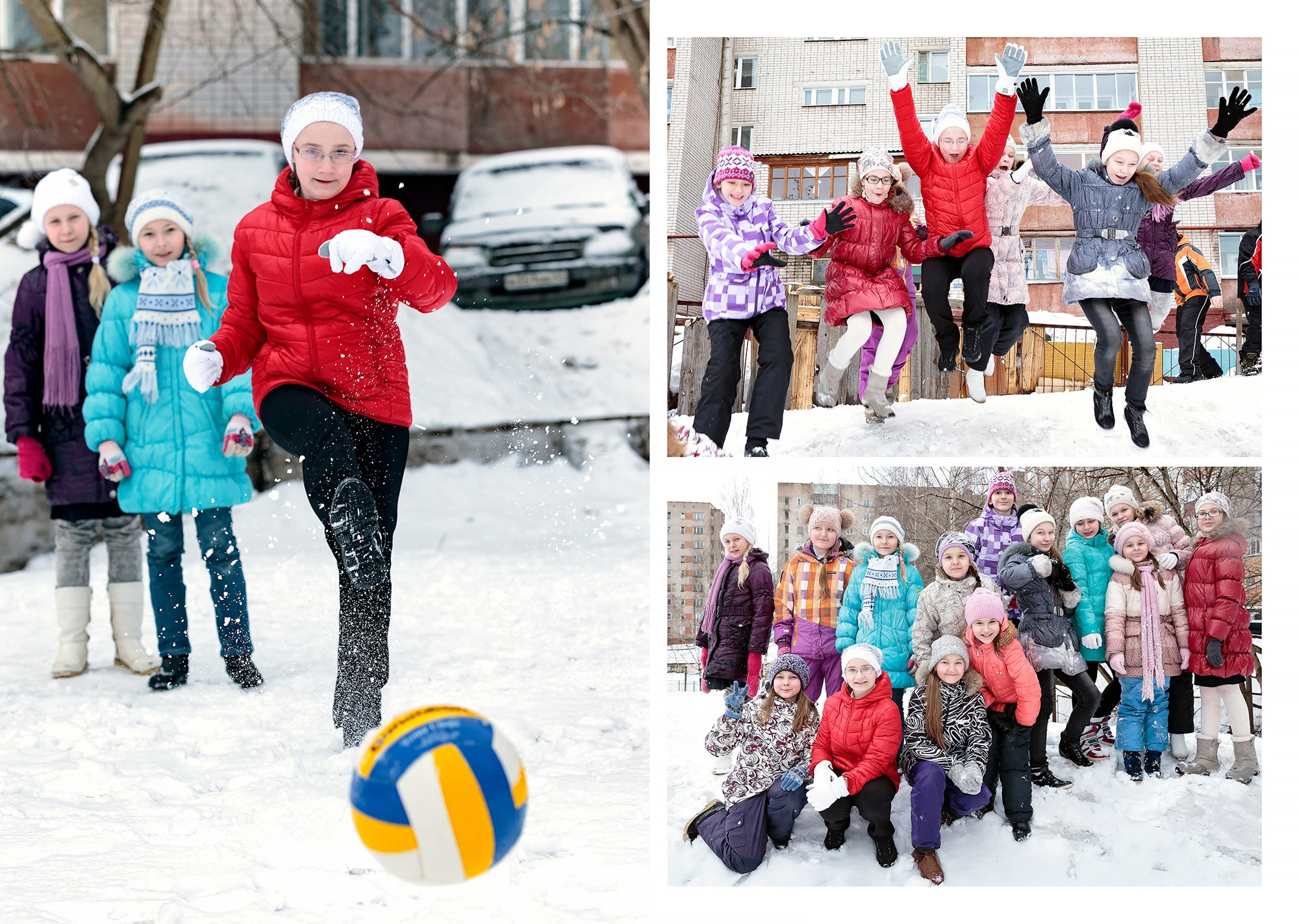Выпускной альбом 4 класс фотограф Киров. Образец. Коллаж зимняя прогулка.