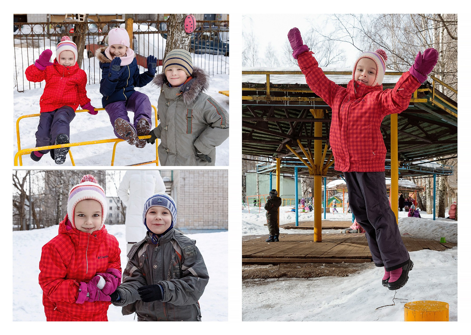 Фотографии с зимней прогулки,  выпускной альбом детский сад фотограф Киров. Образец.