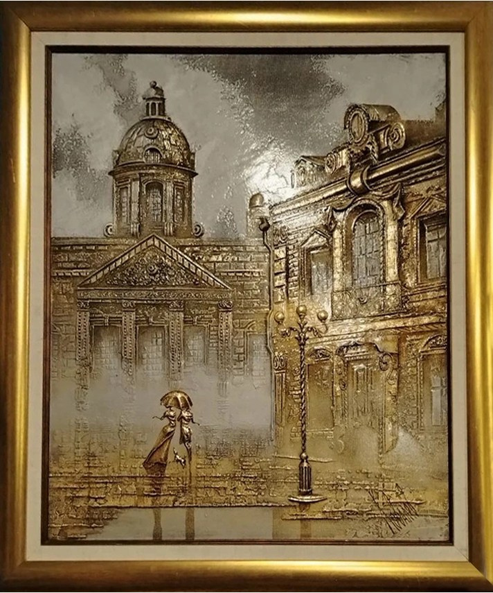 Город, старый Санкт-Петербург, влюбленные, дождь