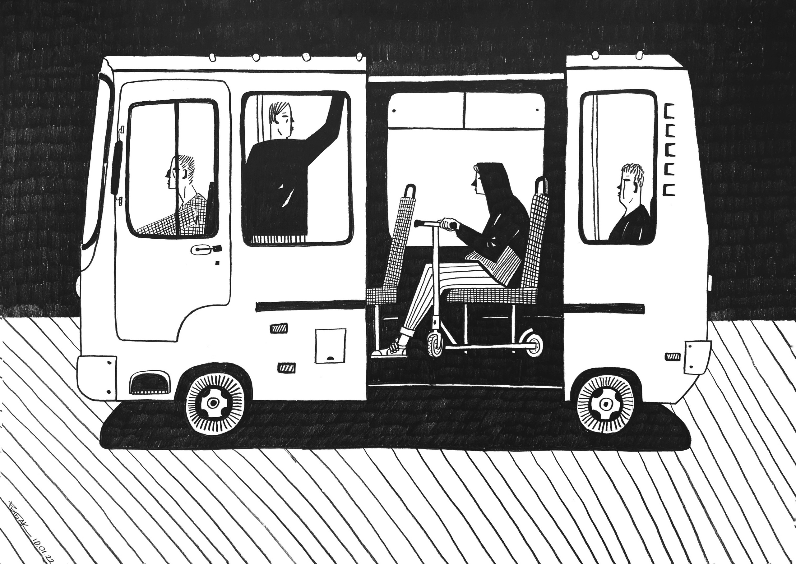 Серия Транспортная Автобусно-таксишная. Художник Рыбак Николай