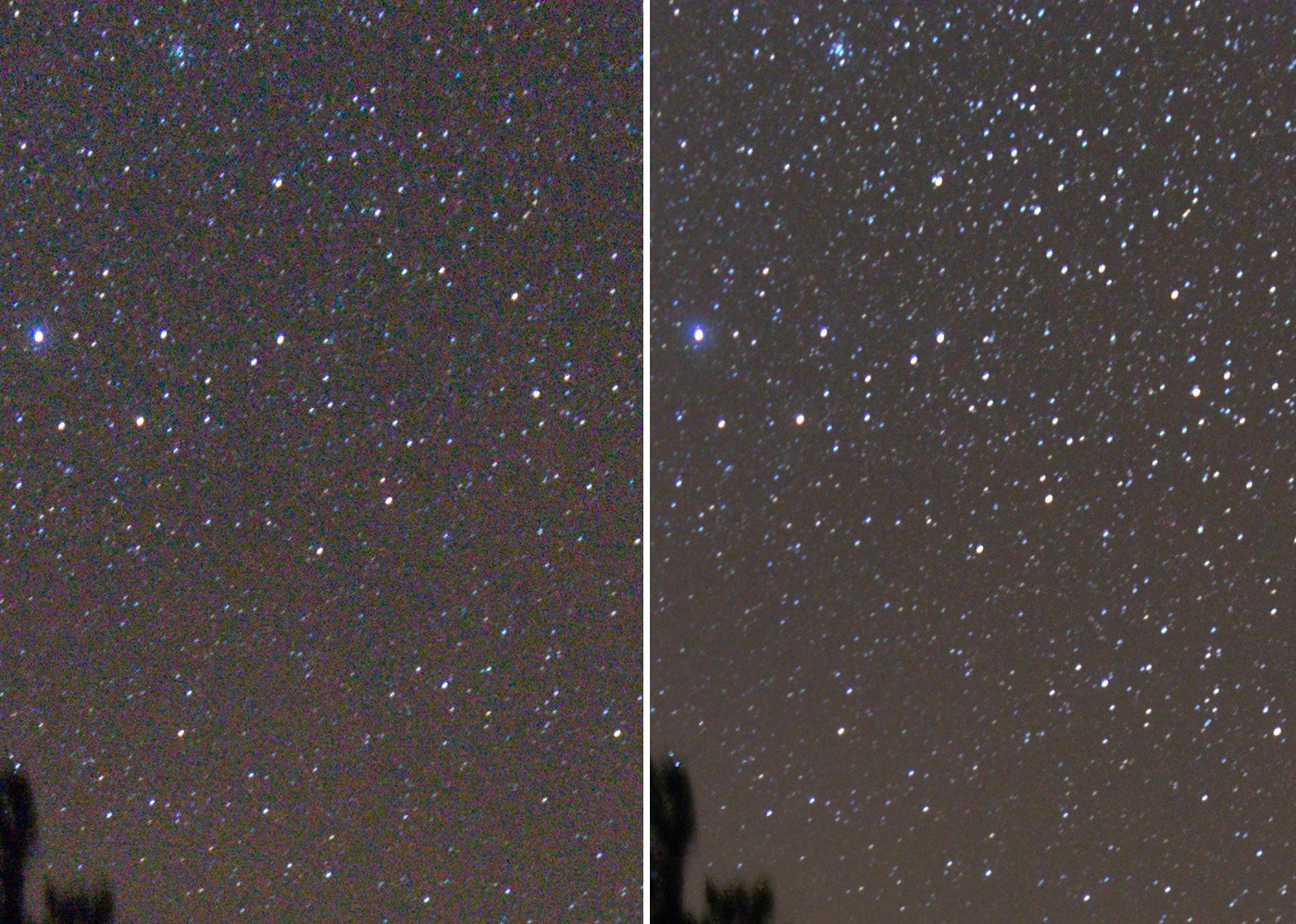 Сравнение количества шумов в масштабе 100% на высоких ISO.