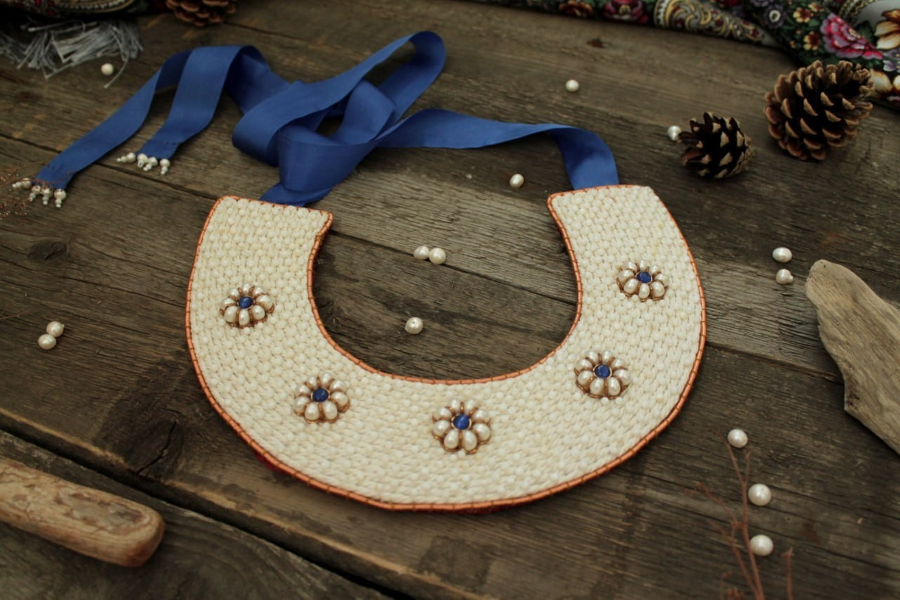 Традиционный заборыш — элемент русского костюма, ручная работа, славянский стиль