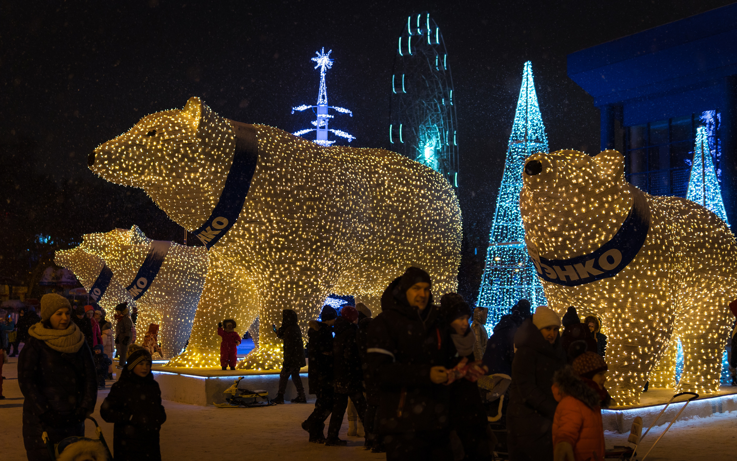 Светящиеся медведи в городе!